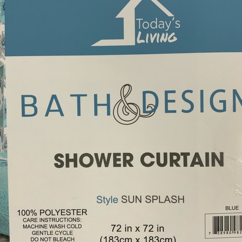 Today’s Living Floral Fabric Shower Curtain White Blue Tan- Clay 72 X 72 in - Picture 5 of 15